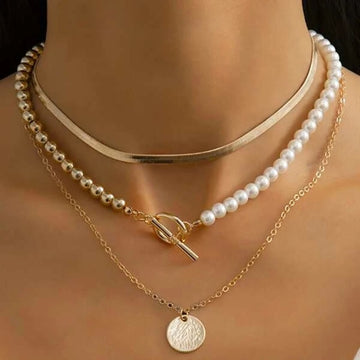 Boho Multilayer Stainless Steel Snake Chain Portrait Engraved Coin Butterfly Pendant Thick Clavicle Necklaces Set Girl Jewelry daiiibabyyy